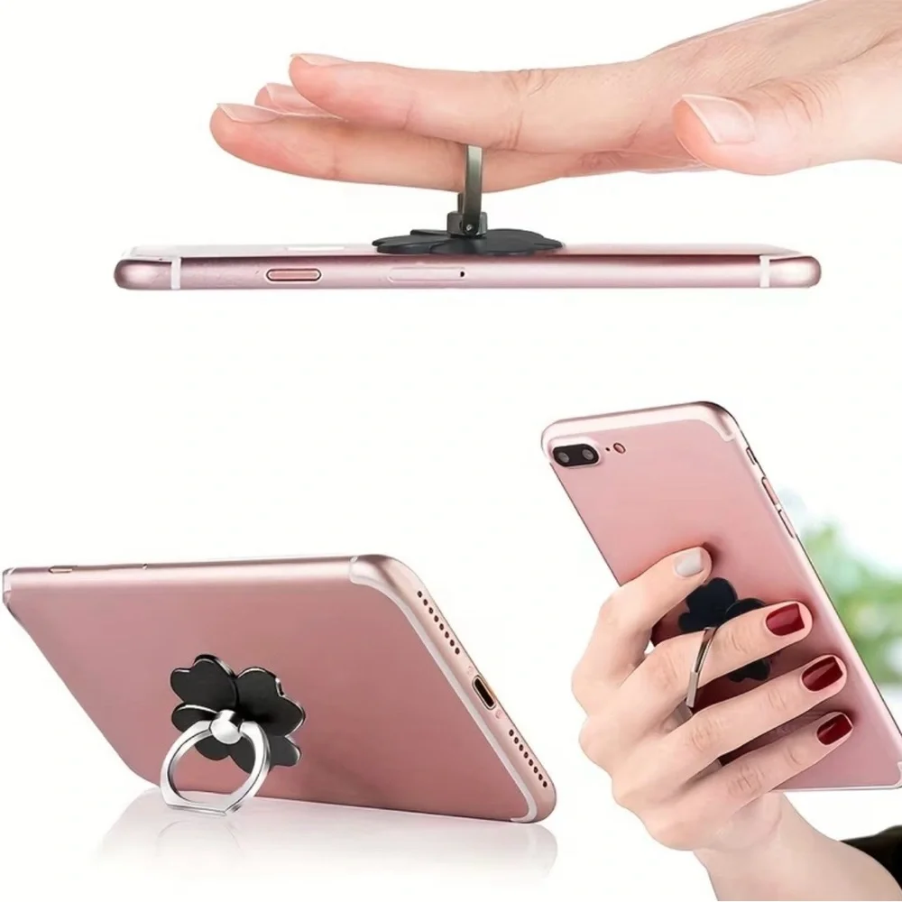 Universal Lucky Clover Metal Cell Phone Ring Holder - 3-Piece Floral Variety